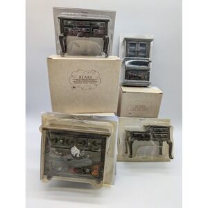 4 Lot Vtg Russ Berrie Bears From The Past 1:12 Miniature Furniture Desk Dresser